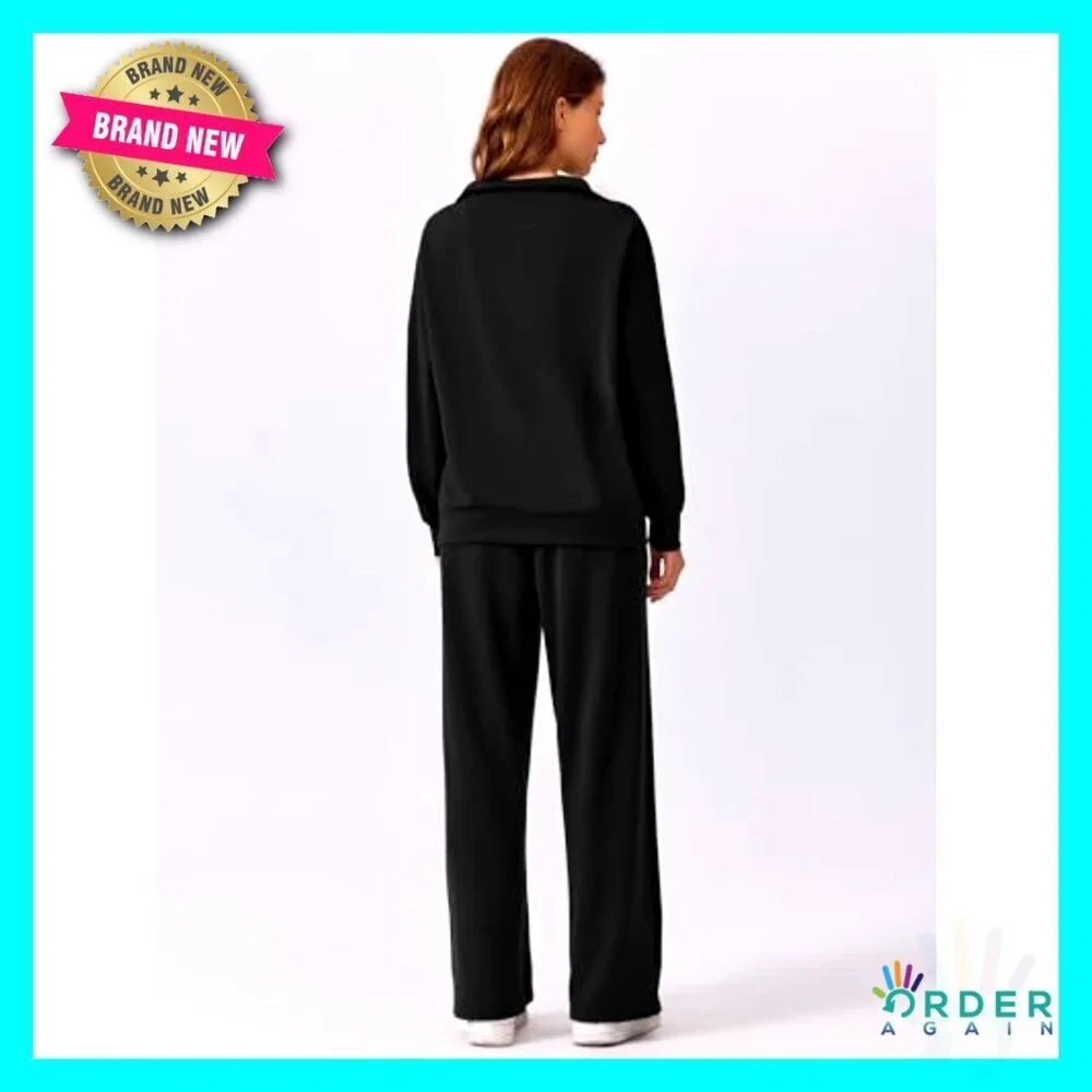 Oversized Half Zip Sweatshirt Wide Leg Sweatpants Loose Fit Tracksuit Set